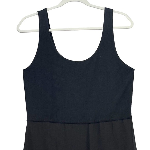 Vince Camuto Maxi Tank Dress Womens Sz Large Black Sheer Overlay Stretch Slits - Picture 3 of 10